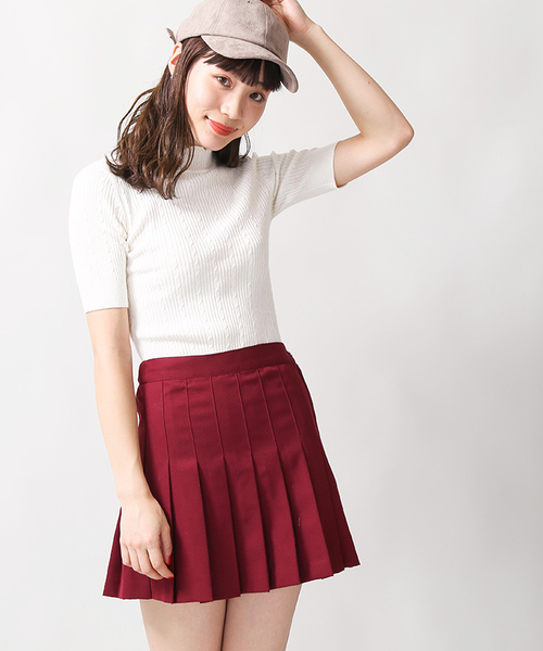 WEGO（ウィゴー）の「WEGO/プリーツミニスカート（スカート・レディース・ブラック/ダークグリーン/ワイン・SMALL/MEDIUM）」の3枚目の写真