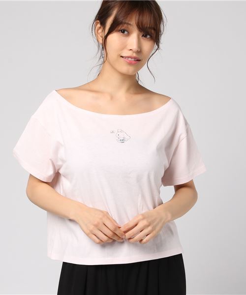 sanrio(サンリオ)の「∴WEGO/つれてってシナモンTシャツ(Tシャツ/カットソー・レディース・ホワイト/ライトピンク・FREE)」の1枚目の写真