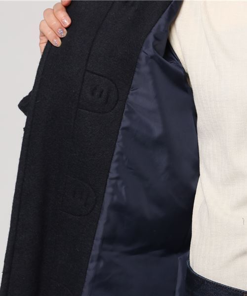 earth music&ecology（アースミュージックアンドエコロジー）の「・ミディダッフルコート（ダッフルコート・レディース・ライトグレー/ネイビー/サックスブルー/ピンク/アイボリー/キャメル・M/S）」の7枚目の写真