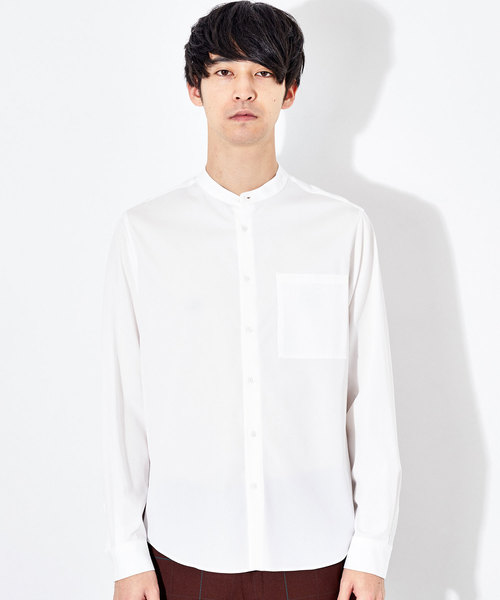 STUDIOUS（ステュディオス）の「【STUDIOUS】リラクションツイルバンドカラーシャツ（シャツ/ブラウス・メンズ・ホワイト/ネイビー/グリーン・1/2/3）」の5枚目の写真