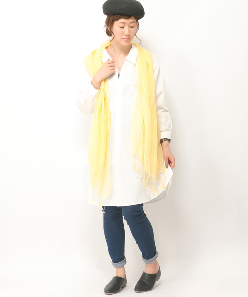 LBC（エルビーシー）の「タイプライタースキッパーワンピース          （ワンピース・レディース・ホワイト/イエロー/ベージュ・MEDIUM/LARGE）」の2枚目の写真