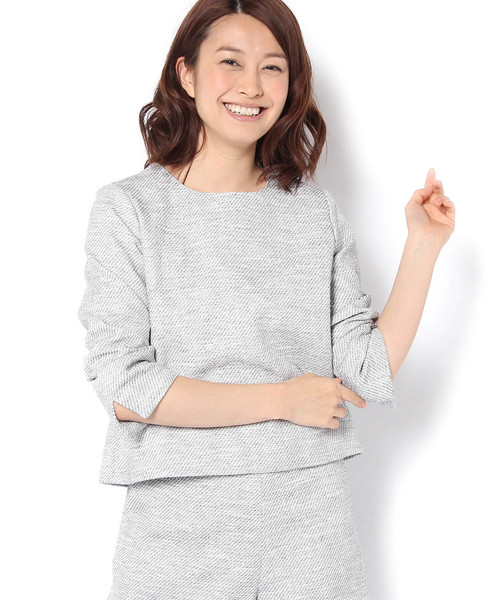 un dix cors（アンディコール）の「【通勤服】綾織ツイードプルオーバー（シャツ/ブラウス・レディース・ネイビー/ブルー・ﾌﾘ-）」の2枚目の写真