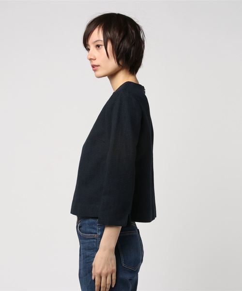 un dix cors（アンディコール）の「【通勤服】綾織ツイードプルオーバー（シャツ/ブラウス・レディース・ネイビー/ブルー・ﾌﾘ-）」の3枚目の写真