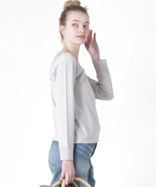 RNA-N（アールエヌエーエヌ）の「M0875 Uネック7分袖プルオーバー（Tシャツ/カットソー・レディース・オフホワイト/ブラック/グレー・MEDIUM）」の8枚目の写真