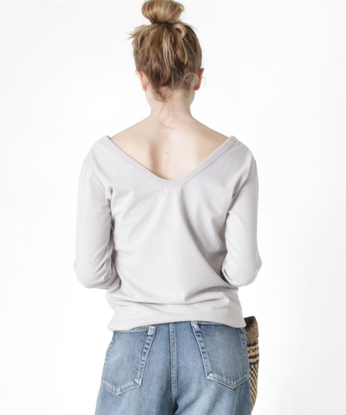 RNA-N（アールエヌエーエヌ）の「M0875 Uネック7分袖プルオーバー（Tシャツ/カットソー・レディース・オフホワイト/ブラック/グレー・MEDIUM）」の9枚目の写真