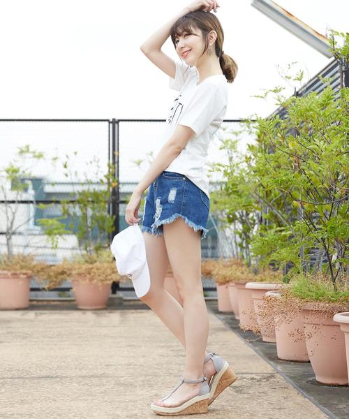 Girly Doll（ガーリードール）の「ダメージショートデニム（デニムパンツ・レディース・ブラック/ライトブルー/ダークブルー/ホワイト/ブルー・S/M/L/XL）」の6枚目の写真