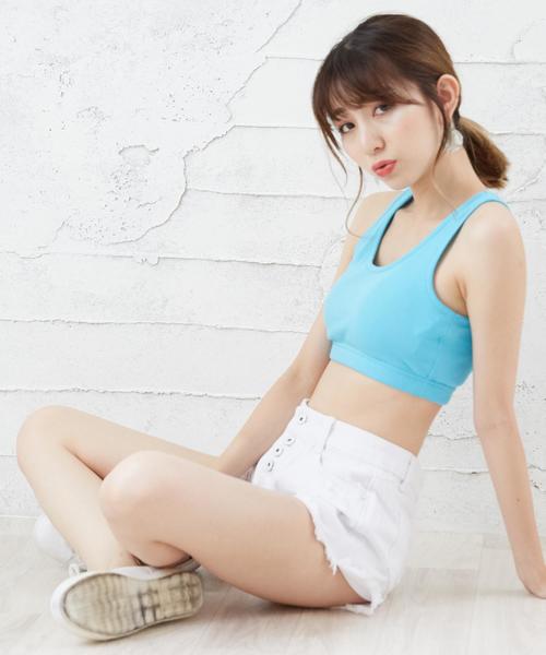 Girly Doll（ガーリードール）の「ダメージショートデニム（デニムパンツ・レディース・ブラック/ライトブルー/ダークブルー/ホワイト/ブルー・S/M/L/XL）」の12枚目の写真