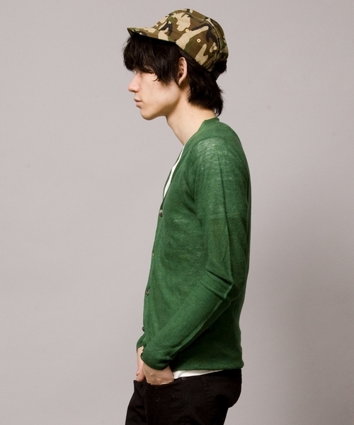 MONKEY TIME（モンキータイム）の「MT∴ カラーリネン Vネックカーディガン（カーディガン/ボレロ・メンズ・ケリー/ロイヤルブルー/マスタード/ブラック・SMALL/MEDIUM/LARGE）」の5枚目の写真