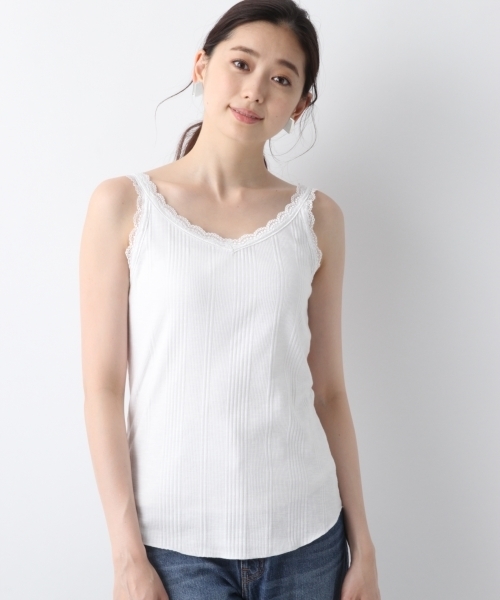 LEPSIM(レプシィム)の「レースツキワイドリブタンク2 795932(タンクトップ・レディース・ライトグレー/ブラック/オフホワイト・MEDIUM/LARGE)」の1枚目の写真