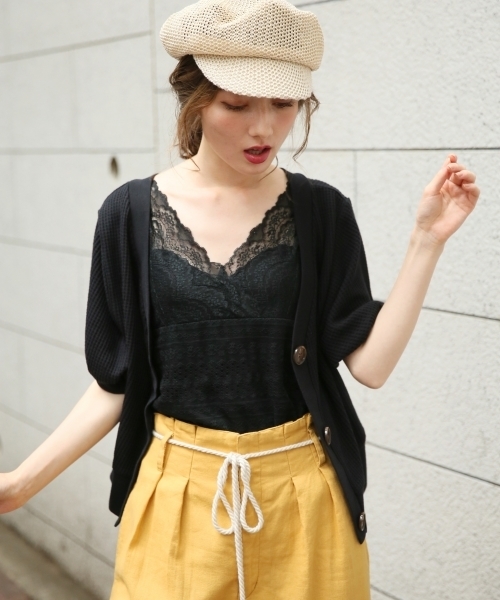 Heather（ヘザー）の「2WAYワッフルカーディガン 802959（カーディガン/ボレロ・レディース・ブラック/ブラウン/ホワイト・FREE）」の3枚目の写真