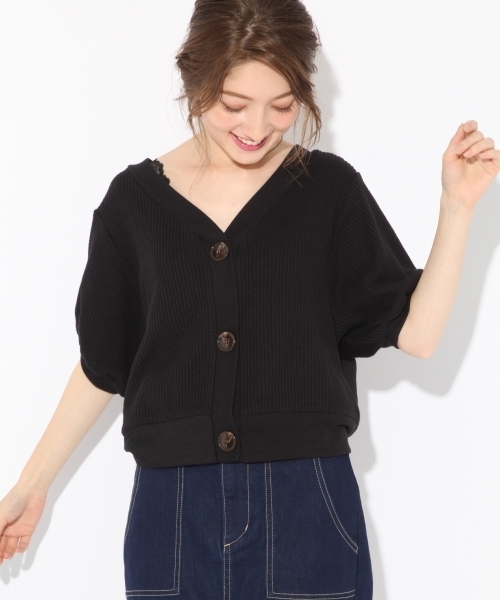 Heather（ヘザー）の「2WAYワッフルカーディガン 802959（カーディガン/ボレロ・レディース・ブラック/ブラウン/ホワイト・FREE）」の10枚目の写真