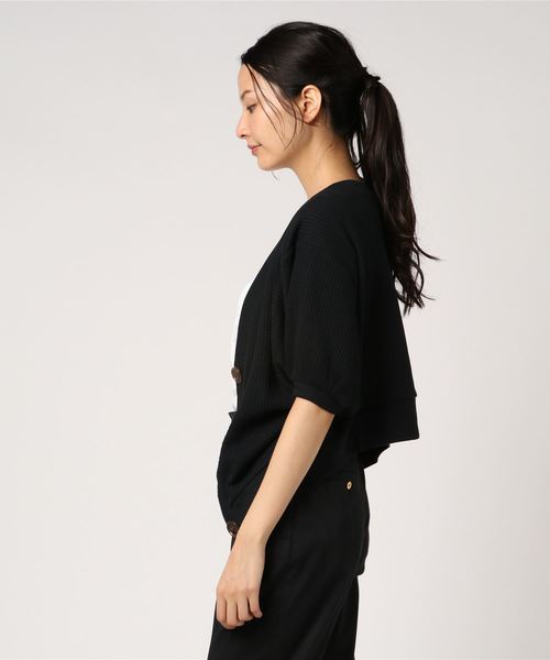 Heather（ヘザー）の「2WAYワッフルカーディガン 802959（カーディガン/ボレロ・レディース・ブラック/ブラウン/ホワイト・FREE）」の4枚目の写真