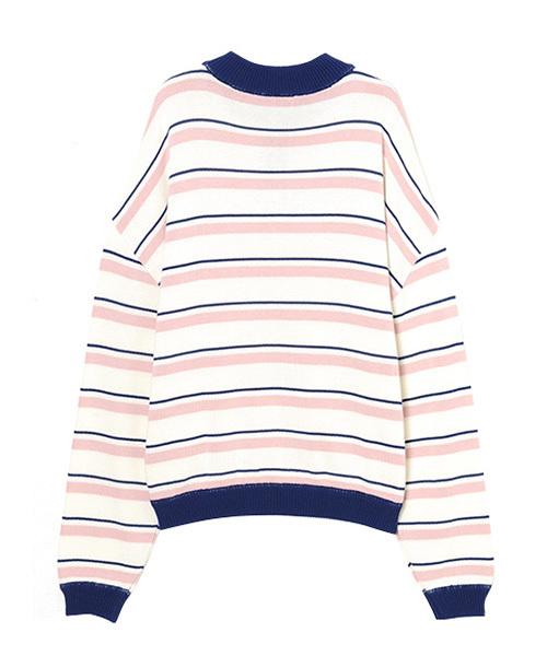 Candy Stripper（キャンディストリッパー）の「MULTI BORDER HALF ZIP ニット（ニット/セーター・レディース・ブラック/オフホワイト/グリーン/ラベンダー・2）」の6枚目の写真