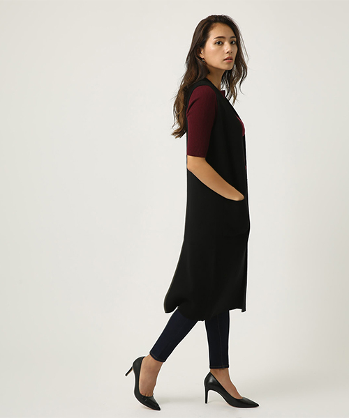 AZUL by moussy（アズールバイマウジー）の「ロングニットジレ（ベスト・レディース・ブラック/杢グレー・FREE）」の13枚目の写真