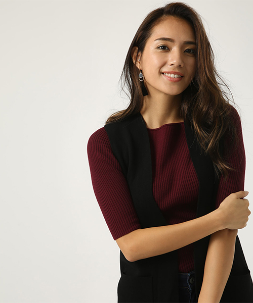 AZUL by moussy（アズールバイマウジー）の「ロングニットジレ（ベスト・レディース・ブラック/杢グレー・FREE）」の15枚目の写真