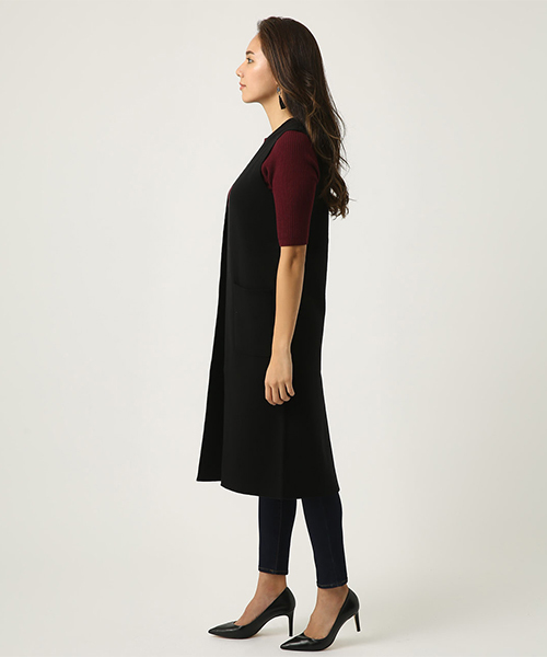 AZUL by moussy（アズールバイマウジー）の「ロングニットジレ（ベスト・レディース・ブラック/杢グレー・FREE）」の17枚目の写真
