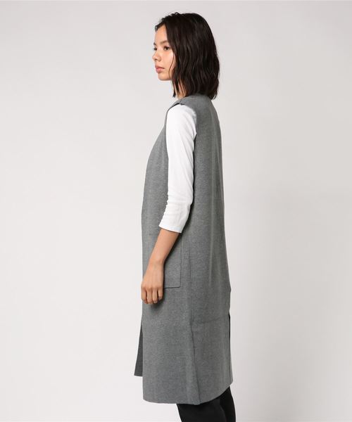 AZUL by moussy（アズールバイマウジー）の「ロングニットジレ（ベスト・レディース・ブラック/杢グレー・FREE）」の3枚目の写真