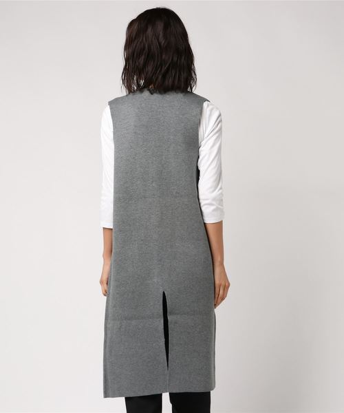 AZUL by moussy（アズールバイマウジー）の「ロングニットジレ（ベスト・レディース・ブラック/杢グレー・FREE）」の4枚目の写真
