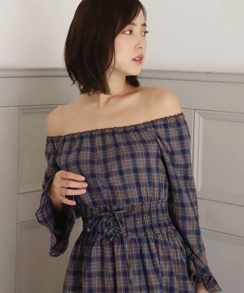 one after another NICE CLAUP（ワンアフターアナザーナイスクラップ）の「【WEB STORE限定】チェックロングワンピース（ワンピース・レディース・ベージュ系その他/ブルー系その他/ピンク系その他・FREE）」の15枚目の写真