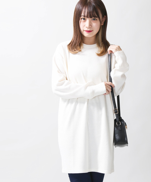 WEGO(ウィゴー)の「WEGO VINTAGE/ハニカムルーズチュニック(チュニック・レディース・ブラック/カーキ/アイボリー・FREE)」の12枚目の写真