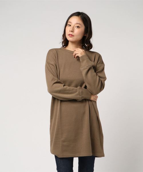 WEGO(ウィゴー)の「WEGO VINTAGE/ハニカムルーズチュニック(チュニック・レディース・ブラック/カーキ/アイボリー・FREE)」の4枚目の写真