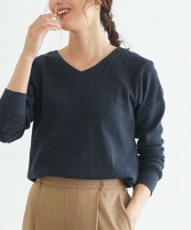 ネックが選べるワッフルロンT クルーネック Vネック 長袖 Tシャツ