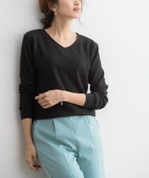 ネックが選べるワッフルロンT クルーネック Vネック 長袖 Tシャツ