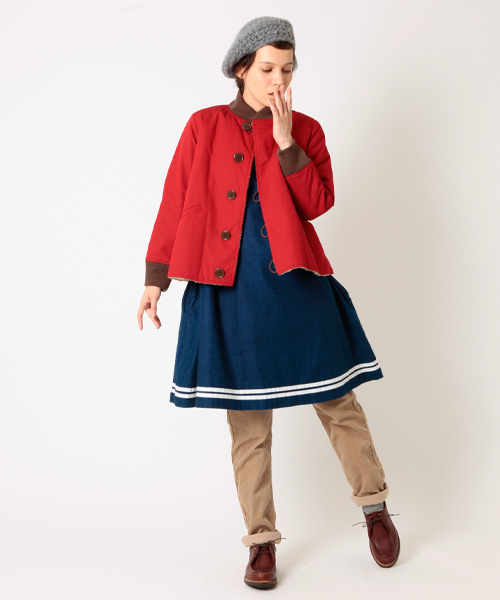 BEAMS BOY（ビームスボーイ）の「□BEAMS BOY / インディゴネル 裾ライン7分袖ワンピース（ワンピース・レディース・インディゴブルー・ONE SIZE）」の11枚目の写真