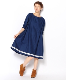 BEAMS BOY | ■BEAMS BOY / インディゴネル 裾ライン7分袖ワンピース(ワンピース)