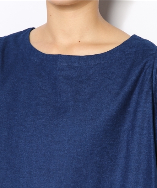 BEAMS BOY（ビームスボーイ）の「□BEAMS BOY / インディゴネル 裾ライン7分袖ワンピース（ワンピース・レディース・インディゴブルー・ONE SIZE）」の5枚目の写真