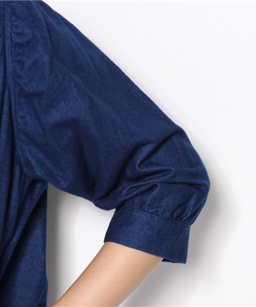 BEAMS BOY（ビームスボーイ）の「□BEAMS BOY / インディゴネル 裾ライン7分袖ワンピース（ワンピース・レディース・インディゴブルー・ONE SIZE）」の7枚目の写真