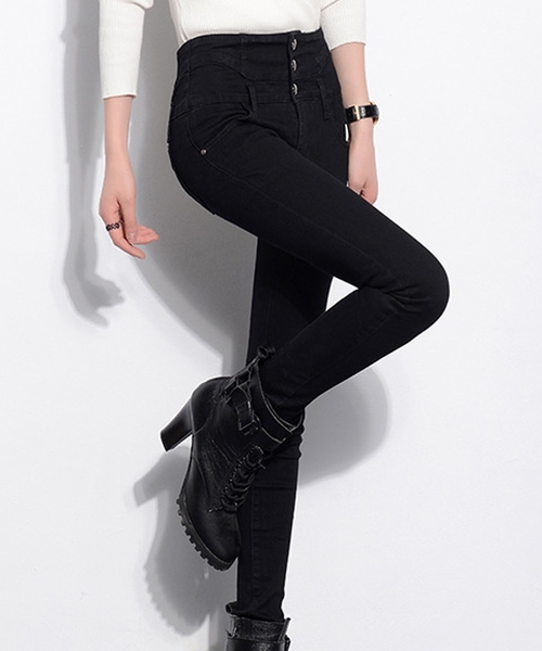 TeddyShop(テディショップ)の「【大きいサイズ有】ハイウエスト ストレッチスキニ―デニムパンツ レディース(デニムパンツ・レディース・ライトブルー/インディゴブルー/ブラック・S/XXL/M/XL/L/3XL/4XL/XS)」の10枚目の写真