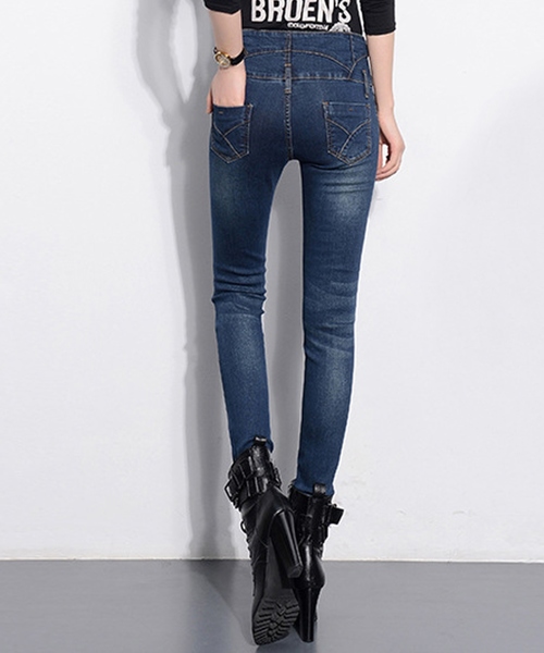 TeddyShop(テディショップ)の「【大きいサイズ有】ハイウエスト ストレッチスキニ―デニムパンツ レディース(デニムパンツ・レディース・ライトブルー/インディゴブルー/ブラック・S/XXL/M/XL/L/3XL/4XL/XS)」の4枚目の写真