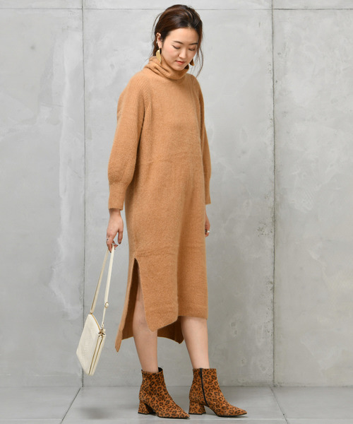 DouDou（ドゥドゥ）の「フェレット片畦タートル（ワンピース・レディース・オフホワイト/ブラウン/ラベンダー/キャメル・FREE）」の21枚目の写真