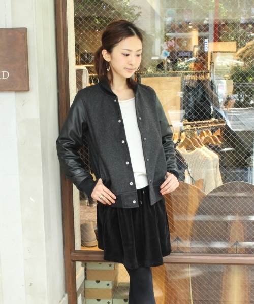 JOURNAL STANDARD relume(ジャーナルスタンダード レリューム)の「MELTON×GOAT LEATHER スタジャン_#(スタジャン・レディース・ブラック/チャコールグレー/ベージュ・2/1)」の14枚目の写真