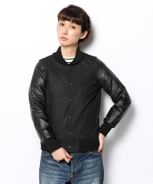 JOURNAL STANDARD relume(ジャーナルスタンダード レリューム)の「MELTON×GOAT LEATHER スタジャン_#(スタジャン・レディース・ブラック/チャコールグレー/ベージュ・2/1)」の11枚目の写真