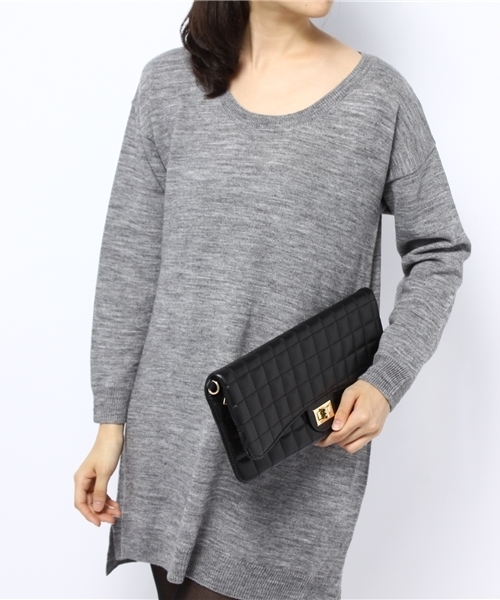 NANO universe(ナノユニバース)の「2WAYキルティングクラッチ(クラッチバッグ・レディース・ブラック・FREE)」の3枚目の写真