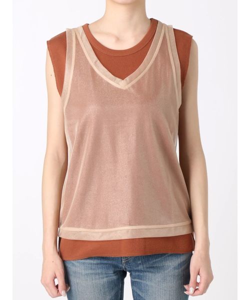 Ungrid（アングリッド）の「シアーキャミコンビトップス（タンクトップ・レディース・ブラック/オフホワイト/キャメル・FREE）」の14枚目の写真