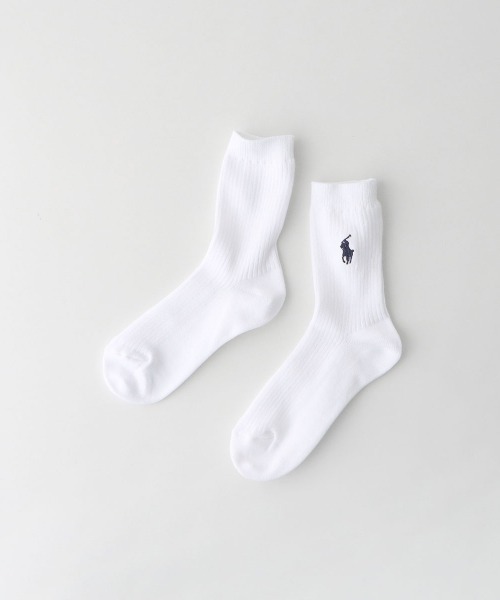 たまちゃん おまとめ！POLO ホワイト リブ編みソックス L POLO RALPH LAUREN キッズ ワンポイント リブソックス 04863400