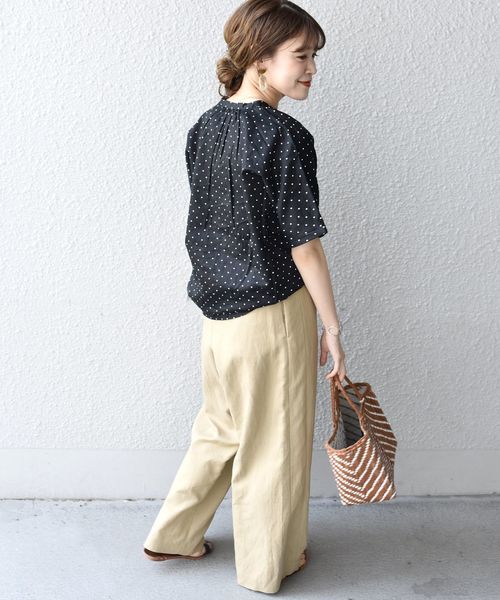 SHIPS Days(シップスデイズ)の「SHIPS Days STANDARD:ドットスキッパーブラウス◇(シャツ/ブラウス・レディース・ブラック/ベージュ・90/98)」の10枚目の写真