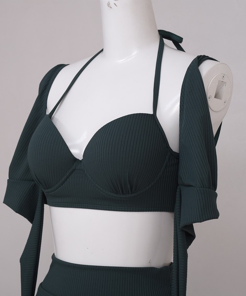 TeddyShop(テディショップ)の「水着 レディース 体型カバー カシュクール風ビキニ+ワイドパンツ 3点セット【WEB限定】(水着・レディース・カーキ/ピンク/グリーン系その他/グリーン/ベージュ/ホワイト×グリーン/グレー/ブラック/アイボリー/テラコッタ/ブラウン/ネイビー/ピンク系その他/グリーン系その他2・M/L/XL/2XL)」の20枚目の写真