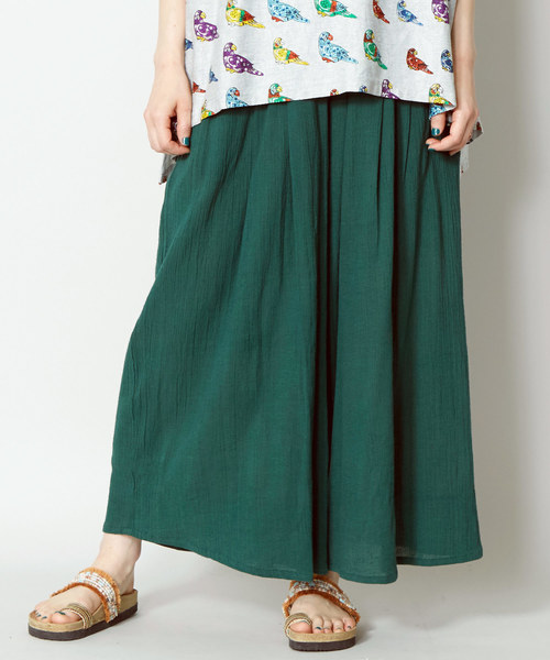 チャイハネ（チャイハネ）の「【チャイハネ】yul 無地コットンクレープフレアワイドパンツ（その他パンツ・レディース・ブラック/ピンク/イエロー/グリーン・FREE）」の3枚目の写真