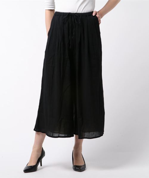 チャイハネ（チャイハネ）の「【チャイハネ】yul 無地コットンクレープフレアワイドパンツ（その他パンツ・レディース・ブラック/ピンク/イエロー/グリーン・FREE）」の16枚目の写真