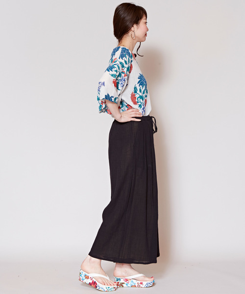 チャイハネ（チャイハネ）の「【チャイハネ】yul 無地コットンクレープフレアワイドパンツ（その他パンツ・レディース・ブラック/ピンク/イエロー/グリーン・FREE）」の20枚目の写真