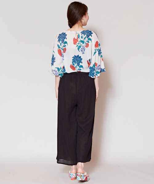 チャイハネ（チャイハネ）の「【チャイハネ】yul 無地コットンクレープフレアワイドパンツ（その他パンツ・レディース・ブラック/ピンク/イエロー/グリーン・FREE）」の21枚目の写真