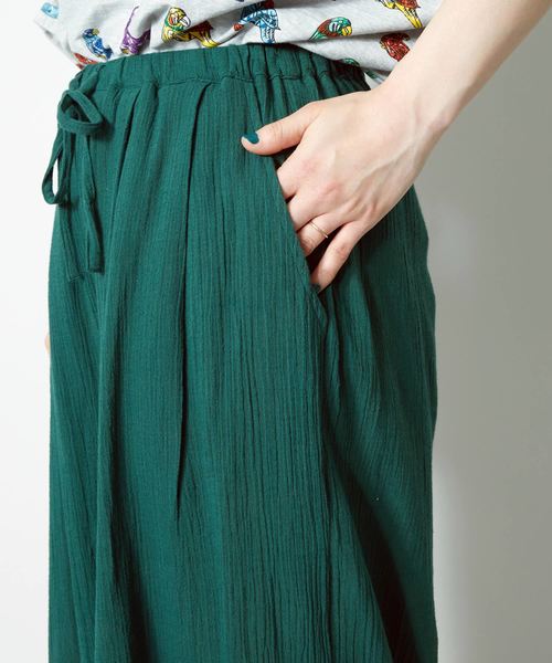チャイハネ（チャイハネ）の「【チャイハネ】yul 無地コットンクレープフレアワイドパンツ（その他パンツ・レディース・ブラック/ピンク/イエロー/グリーン・FREE）」の7枚目の写真