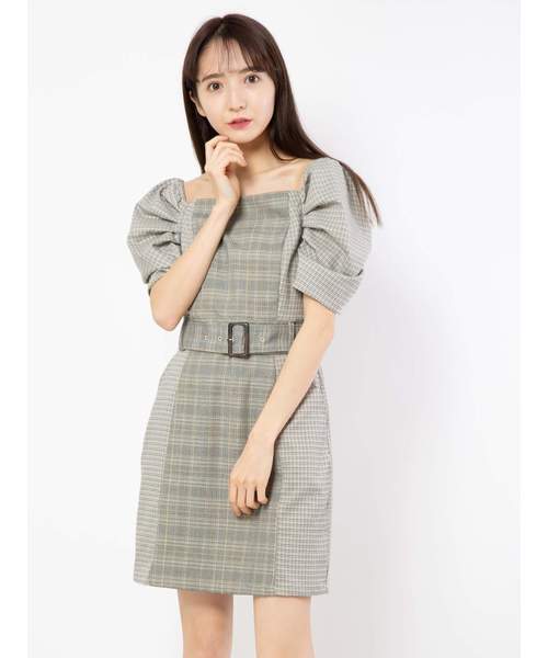Mcbee セシルマクビー のファッション ワンピース セール パワショルブロッキングチェックワンピース ワンピース Cecil