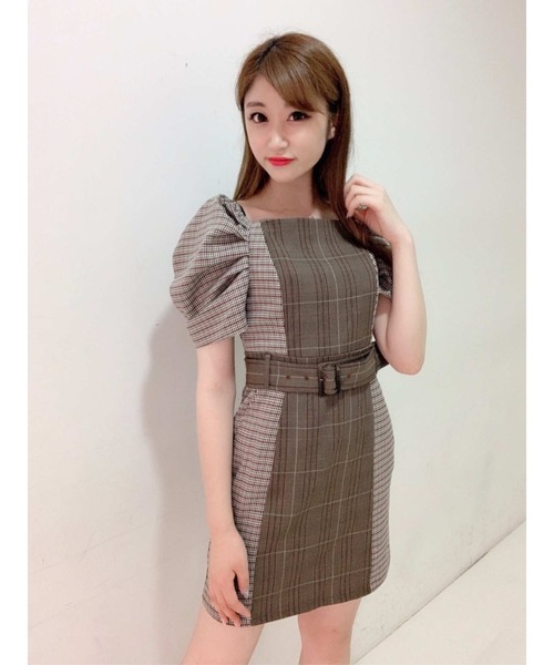 Mcbee セシルマクビー のファッション ワンピース セール パワショルブロッキングチェックワンピース ワンピース Cecil