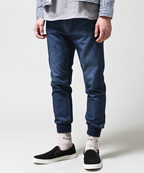 NANO universe（ナノユニバース）の「Shama（シャマ）/アンクルリブレザーシンチバックデニムP（デニムパンツ・メンズ・インディゴブルー/ブルー・42/40/38）」の2枚目の写真