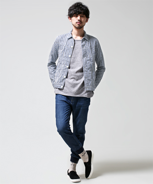 NANO universe（ナノユニバース）の「Shama（シャマ）/アンクルリブレザーシンチバックデニムP（デニムパンツ・メンズ・インディゴブルー/ブルー・42/40/38）」の15枚目の写真